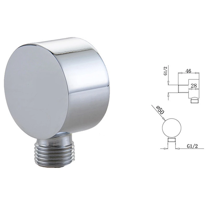 Hot Wall Supply Elbow,Brass Round Wall Mount Shower Hose Connector Accessories G1/2 Inch Water Outlet For Shower
