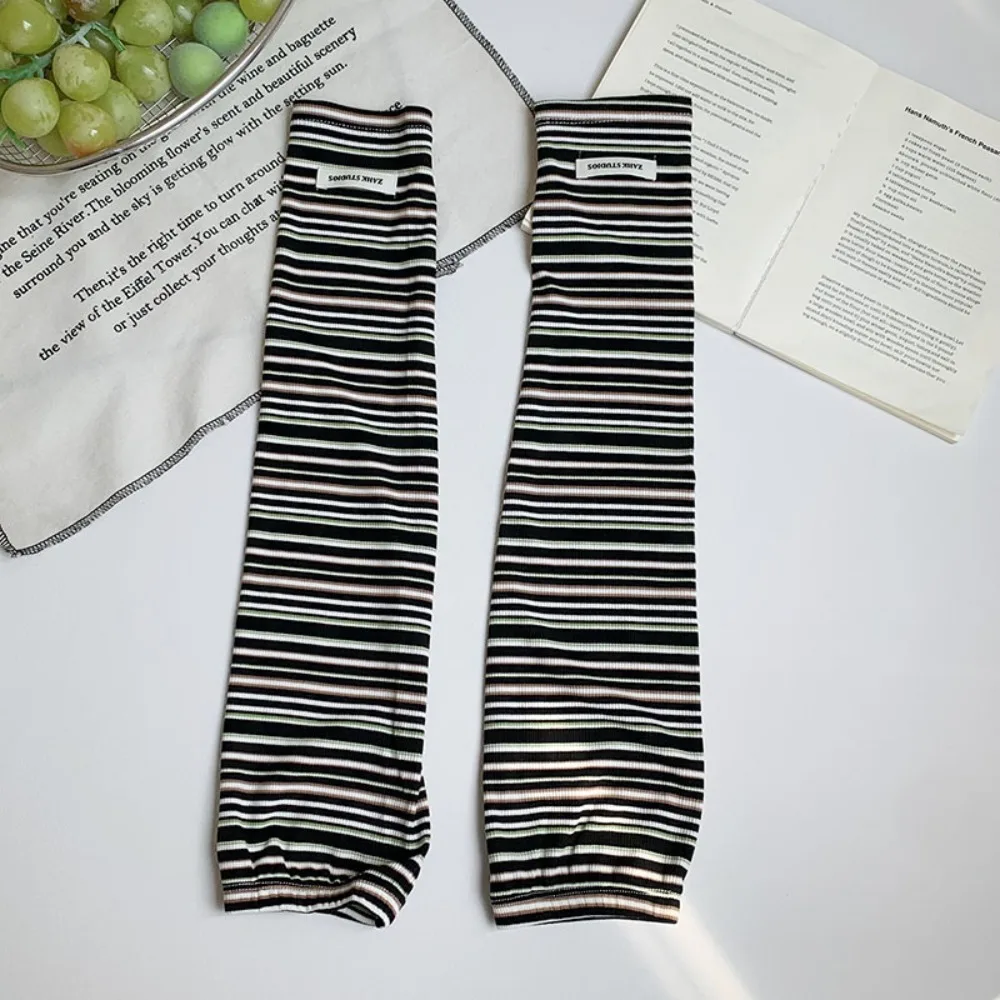 Breathable Arm Protection Striped Ice Sleeves Elastic Anti-UV Sunscreen Sleeve Loose UV Insulation Summer Cycling Sleeves Women