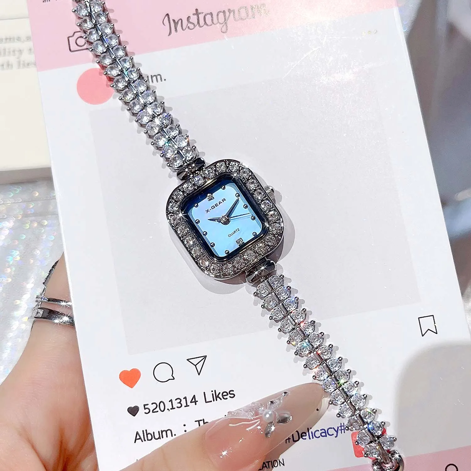 Orologio da donna retrò di lusso leggero, piccolo orologio da orecchio in oro, orologio in cristallo, orologio al quarzo da donna, orologio da donna impermeabile