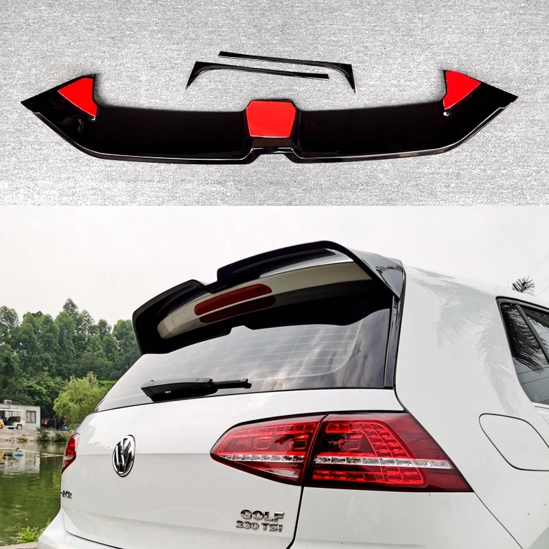 For Volkswagen VW Golf 7 Spoiler 2014 to 2019 2pcs Rear Window Oettinger Style Roof Spoiler ABS Plastic Rear Spoiler Gloss Black