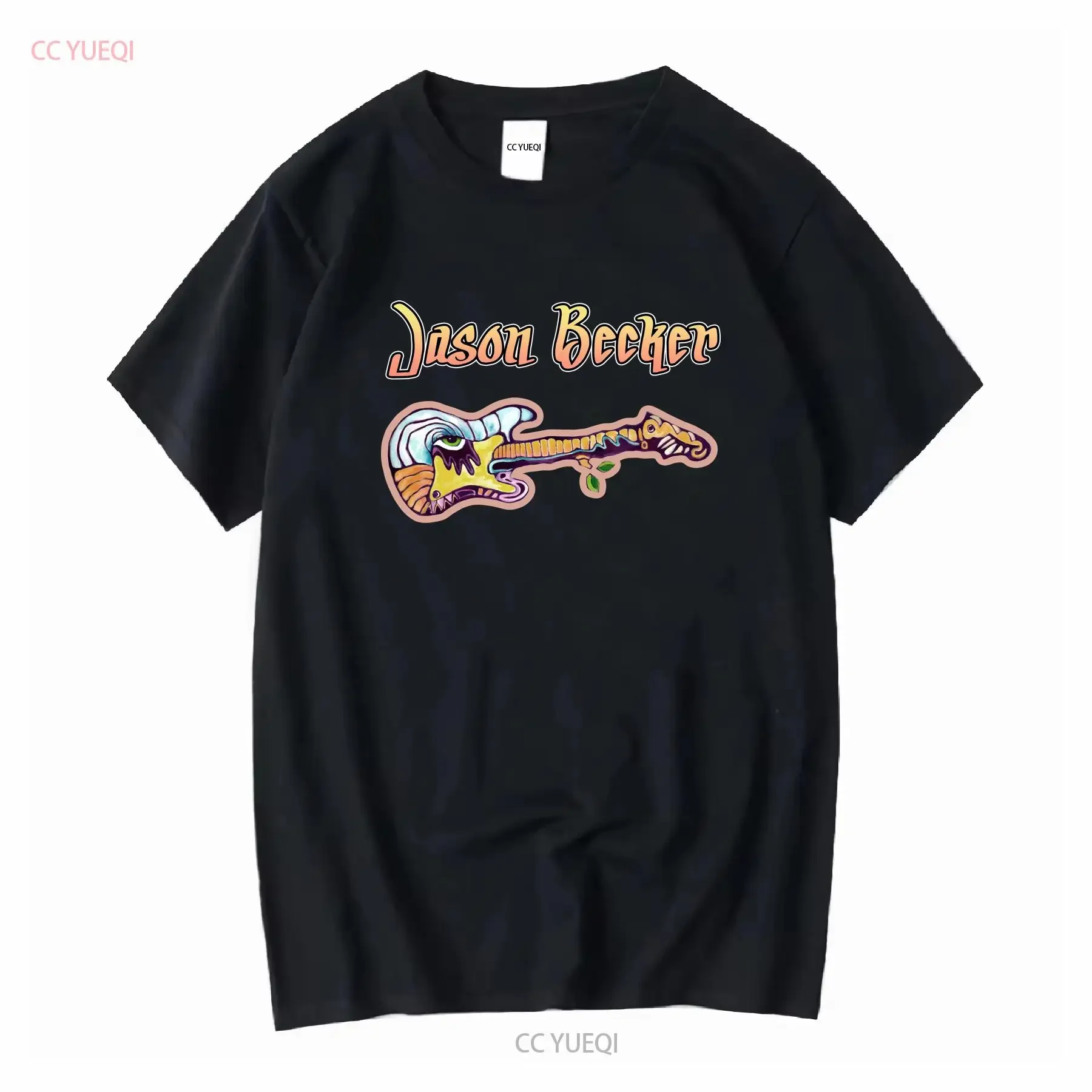 Vtg Jason Becker l'âme du coton noir pleine taille t-shirt AA2275 manches longues vintage lavé vêtements de créateur