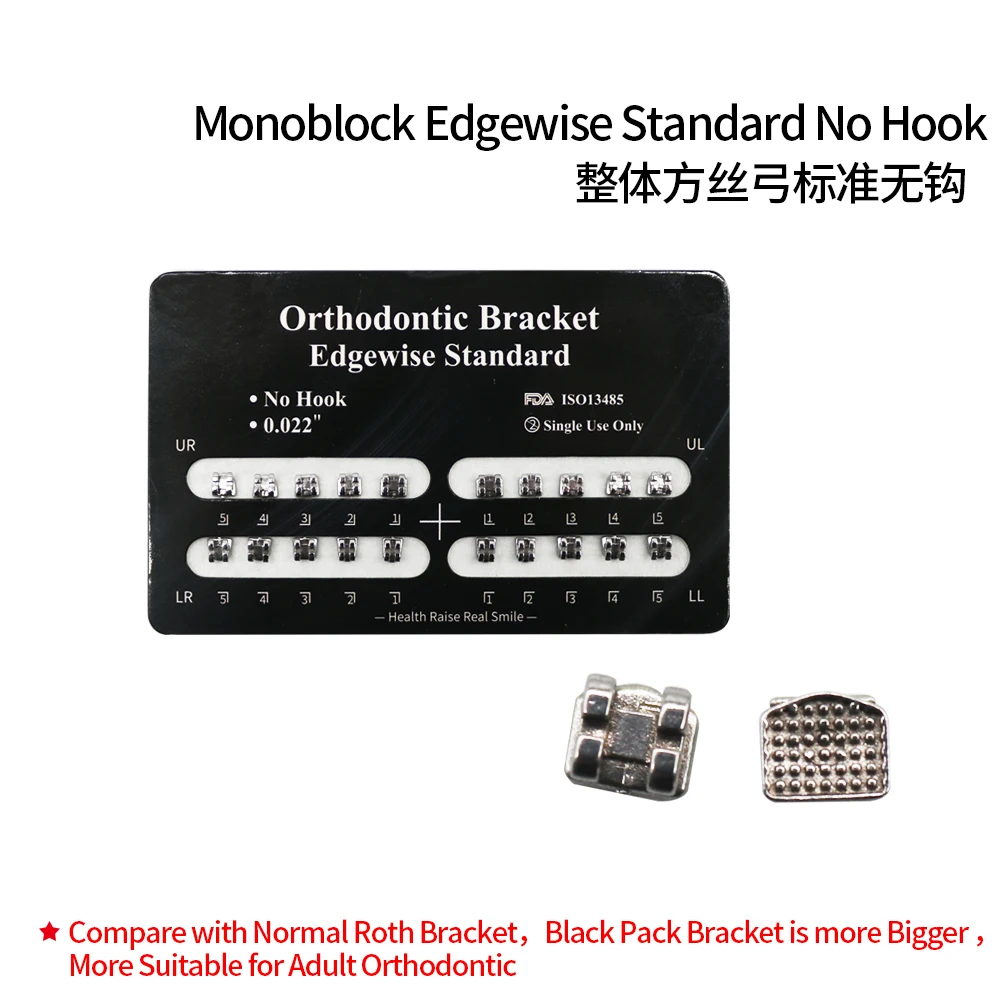 

10 Packs Orthodontics Braces Bracket Edgewise 0Hook Standard Black Pad Big Size Bracket
