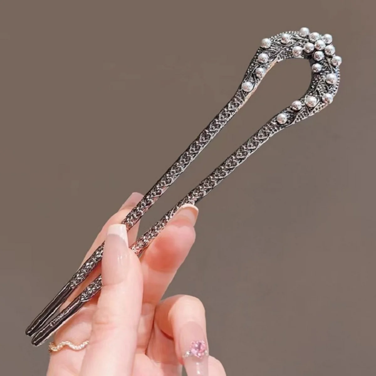 جديد لؤلؤة U على شكل دبوس الشعر للنساء أنيقة بندقية سوداء مجوهرات الشعر عصا الفتيات العصرية أوبدو اللحم رئيس إكسسوارات الشعر #1