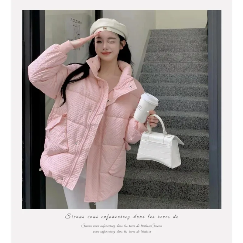 

Plus Size Women's Clothing Thickened Winter Jacket Solid Color Laminated Warm Coat Extra Size Jacket 4XL With Bust Size 146CM