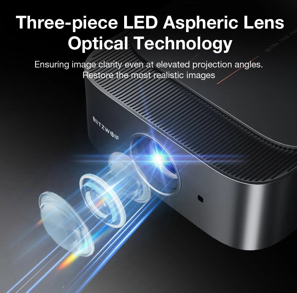 BlitzWolf BW-V10 Ultra Android TV 13.0 Projektor 4K unterstützt integrierte Hulu 500 ANSI Lumen Mental Keys Außenprojektoren