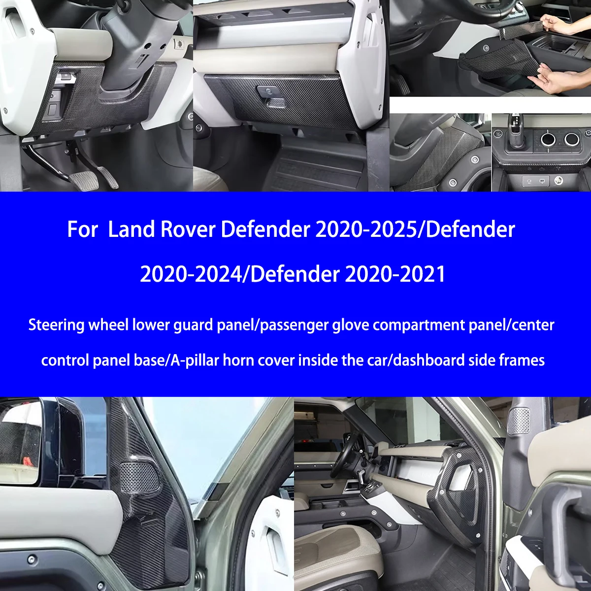 

Suitable for Land Rover Defender Dry Carbon Fiber Steering Wheel/glove Compartment/center Console Base/A-pillar/dashboard Kit