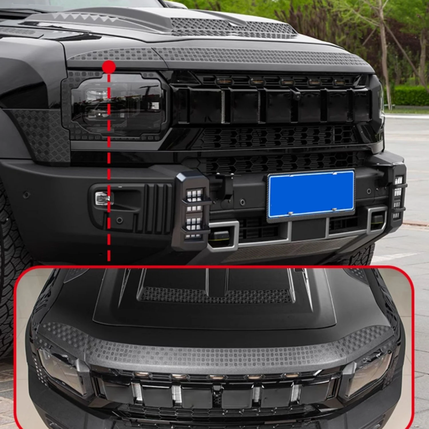 

For Jetour Traveller T2 2023 2024 2025 Car Accessories ABS Matte Black Front Engine Hood Sticker Cover 3pcs