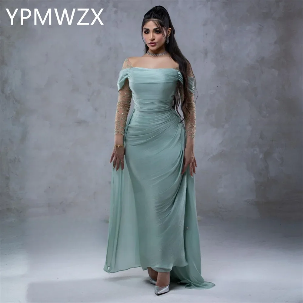 

Customized Evening Dress Party Occasion Women Formal YPMWZX Off-the-shoulder Column Ankle Length Skirts Stole Bespoke Occa