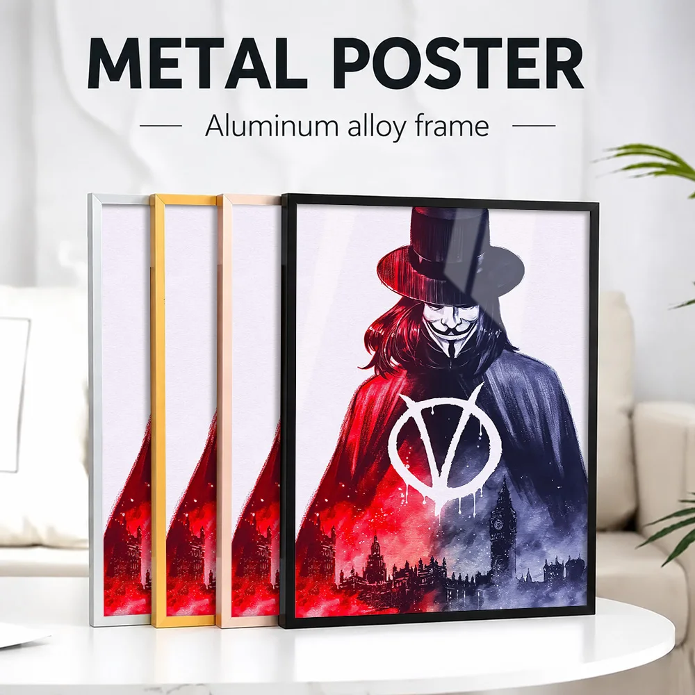 V For Vendetta Movies Framed Metal Poster Personalized Photo Modern Visual Style Wall Art For Lounge And Office Collector Gift