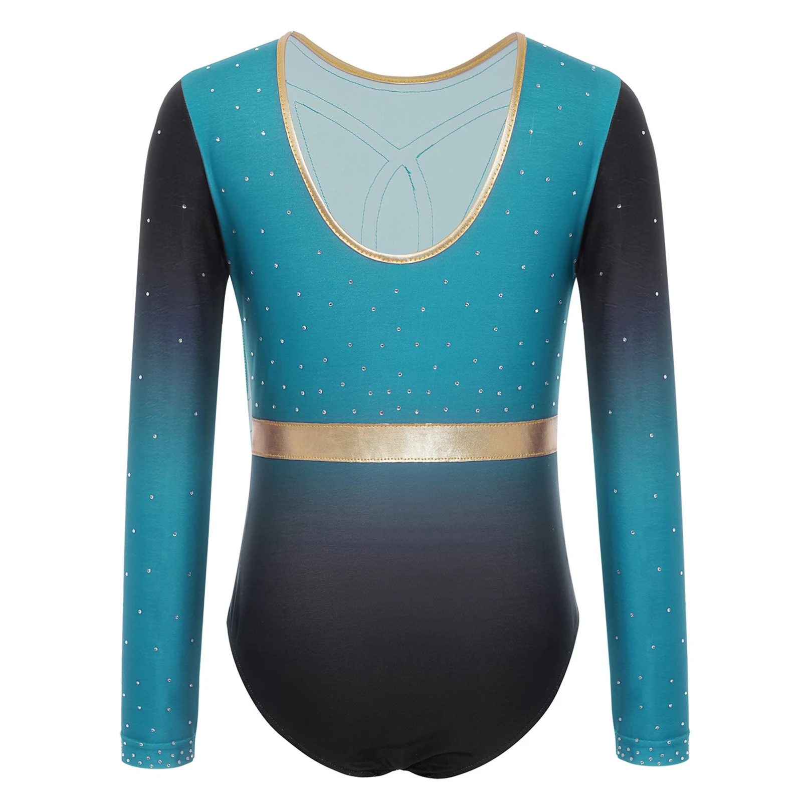 أطفال بنات يوتار الجمباز الإيقاعي الباليه الشكل التزلج أداء الرقص زي طويل الأكمام الراين التدرج ارتداءها