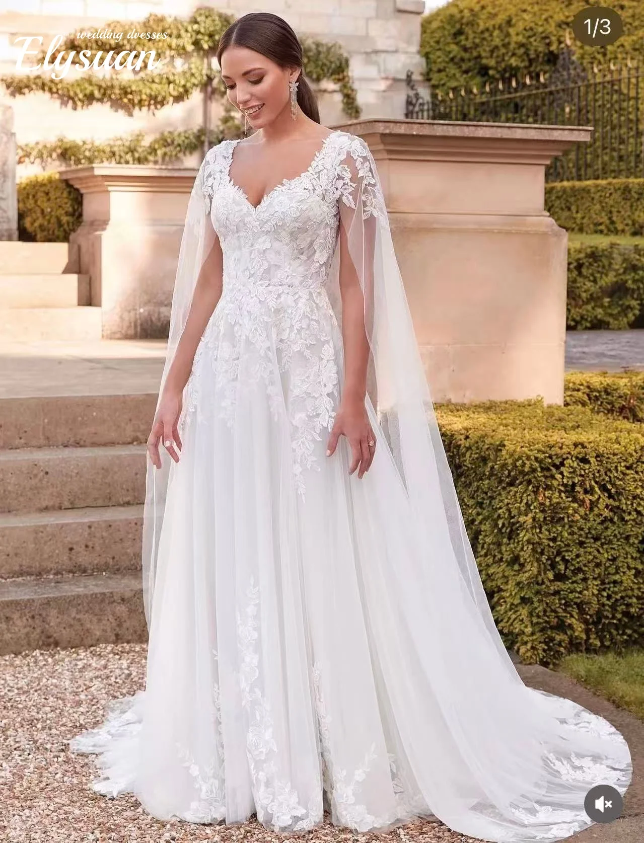 

Изящное свадебное платье трапециевидной формы с рукавами «летучая мышь» по индивидуальному заказу, свадебное платье с v-образным вырезом и аппликацией на пуговицах сзади, платье, платья