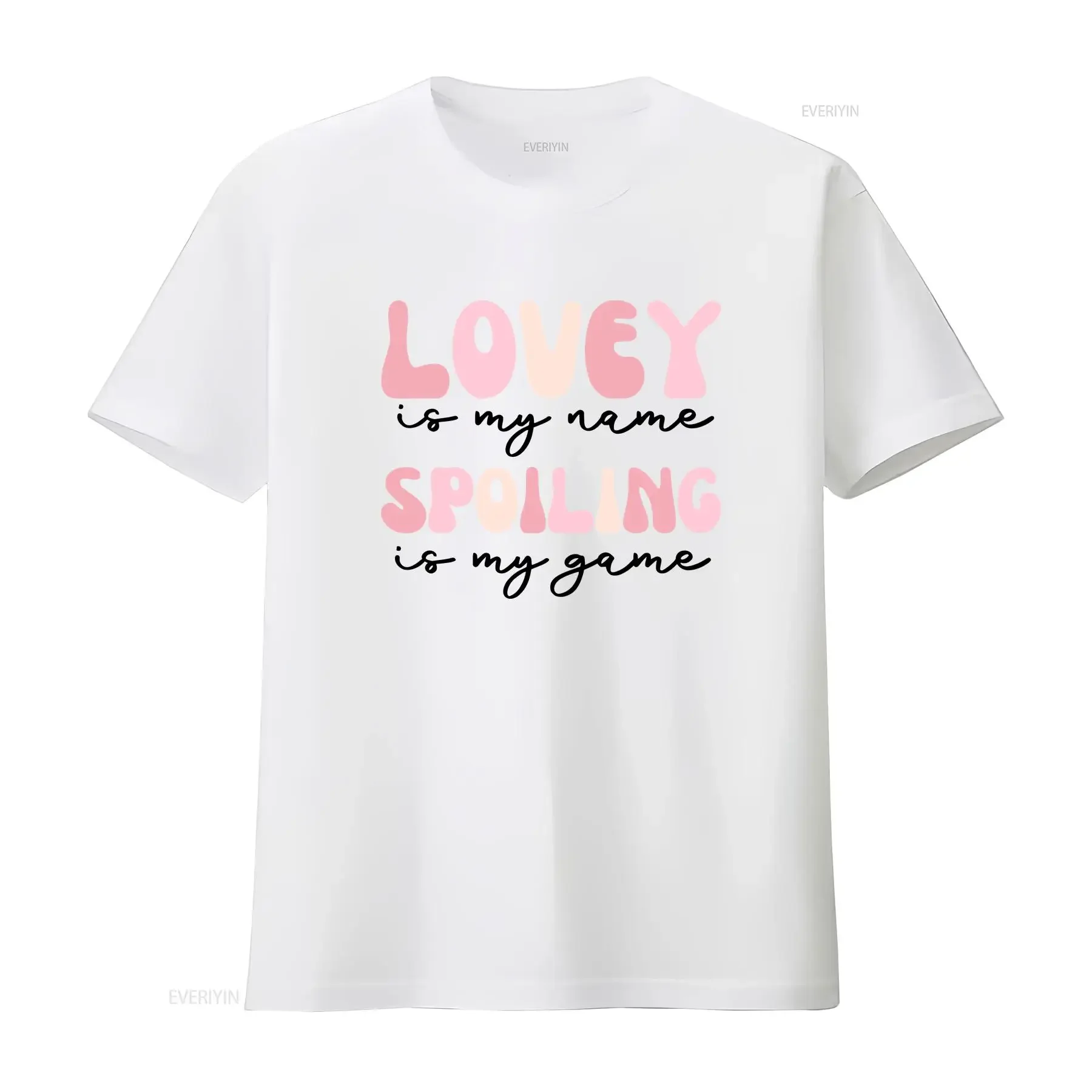 Lovey Is My Name Spoiling Game T Shirt Reveal s Grandma Promoted To For Mom vintage Washed homme Comfortable Stretched