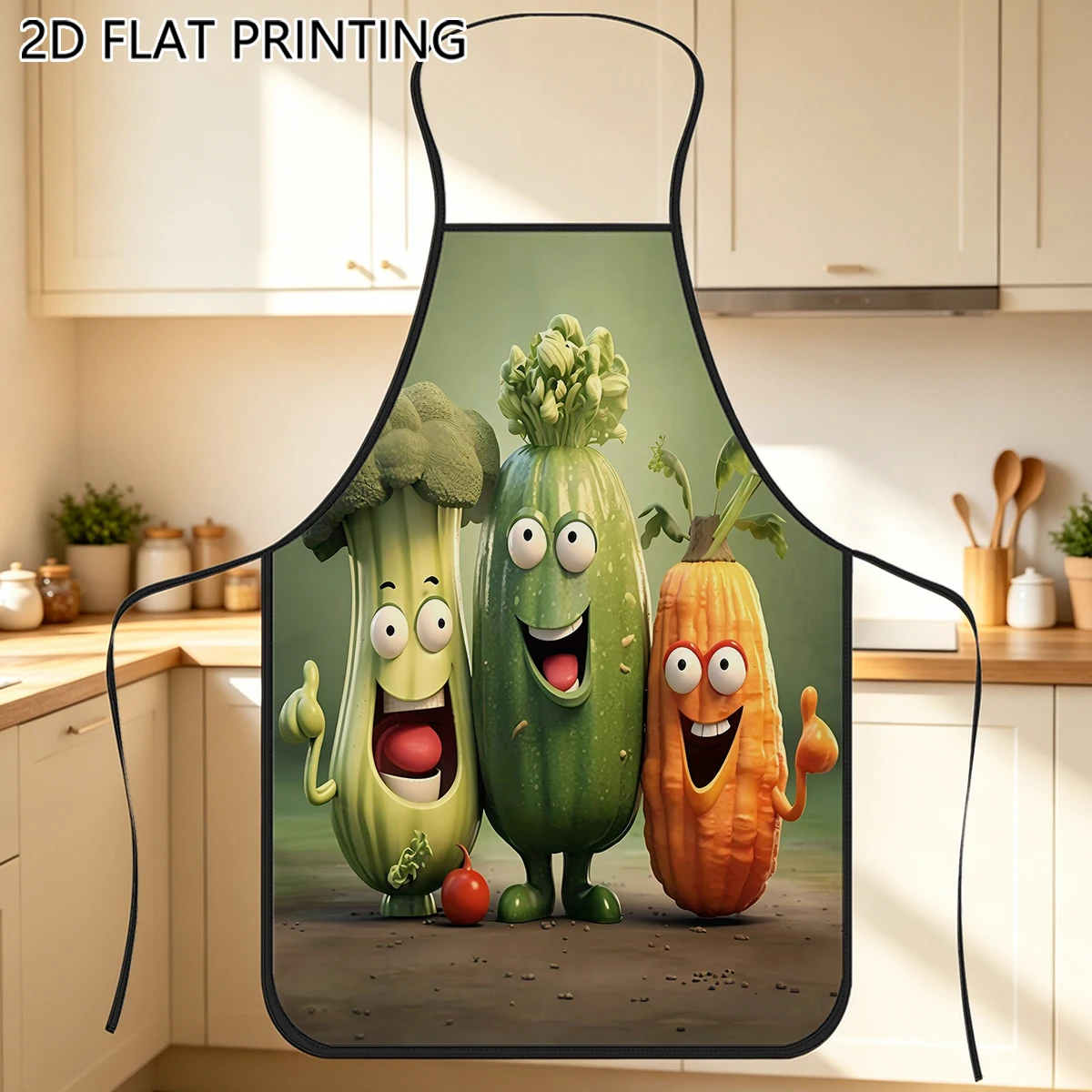 1pc Cartoon Vegetable Character Pattern Apron For Cook Baking Home Kitchen Use