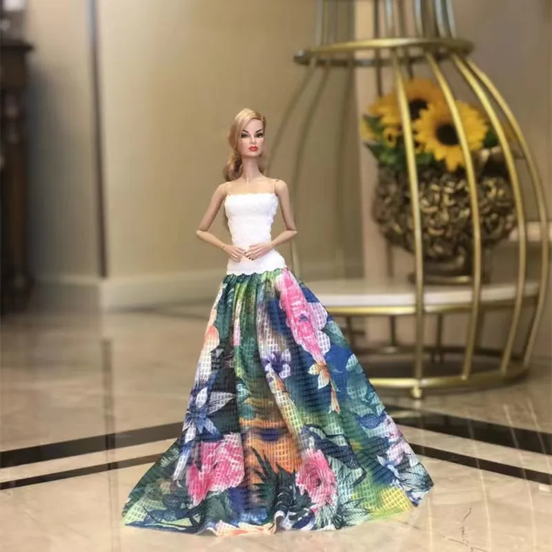 

Colorful Floral Wedding Dress 1/6 BJD Doll Clothes For Barbie Outfits For Barbie Dolls Clothing Princess Gown Accessories 11.5"