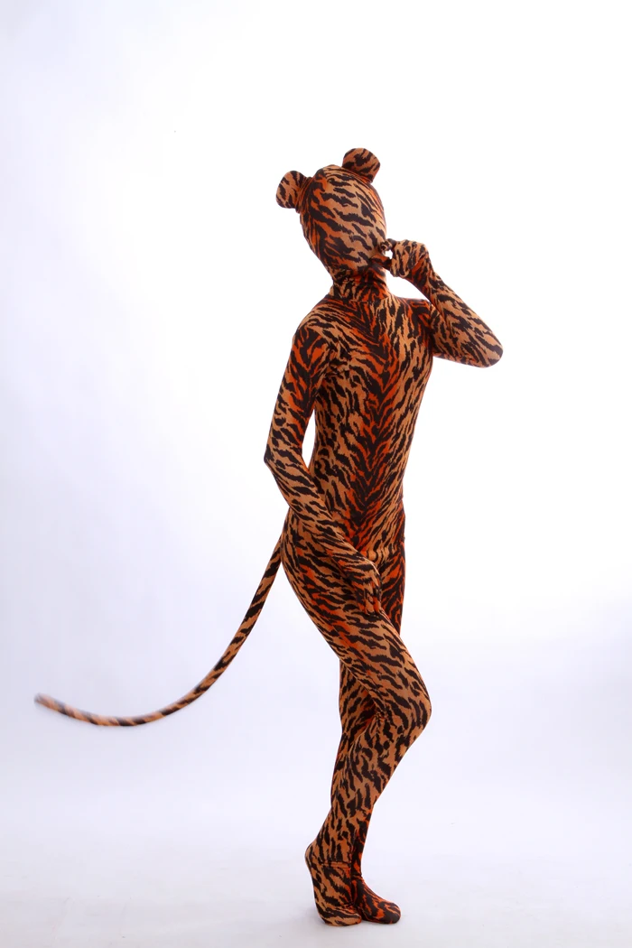 

Костюм-боди с полным покрытием и тигровым принтом, облегающий, для сценических выступлений, в стиле аниме, для кукольных игр, из полиэстера, женский, модный