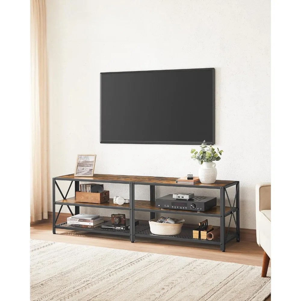 TV Stand, Console for TVs Up, Table,  Width, Cabinet with Storage Shelves, Steel Frame TV Stands