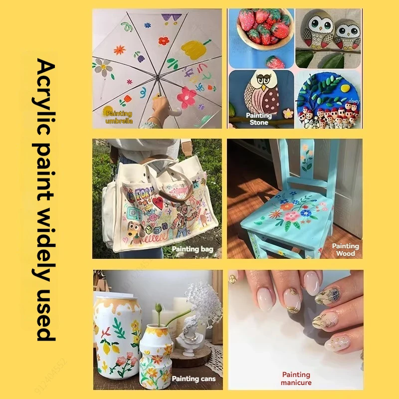 Acrylic Paint Set 12/24/30 Colours 12ml, Perfect for Canvas, Wood, Fabric, Leather, Cardboard, Paper, MDF And Crafts