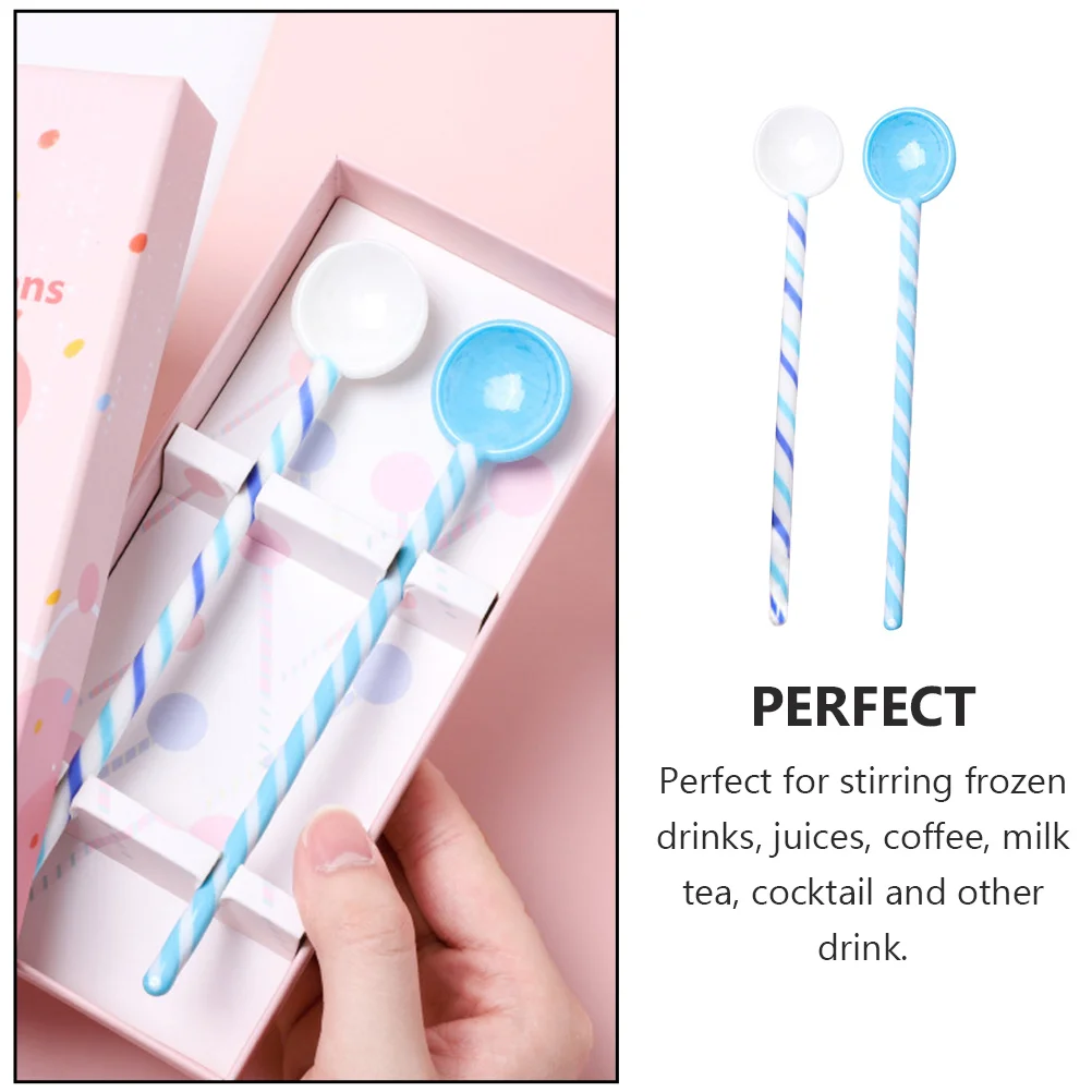 

2 Pcs Beverages Tea Mixing Spoon Heat Resistant Glass Stirring Stick Coffee Spoons Rod Sky-blue