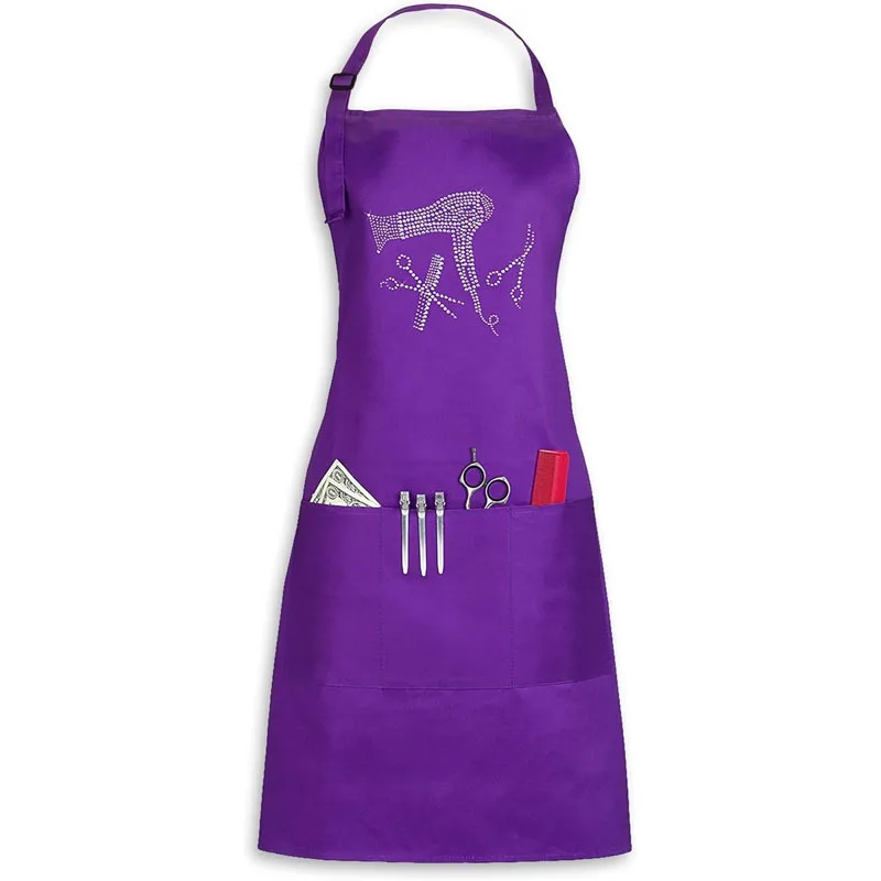 

Large Size Barbershop Stick Imitation Diamond Kitchen Home Hair Salon Pockets Adult Bib Waist Adjustable Strap Aprons P3