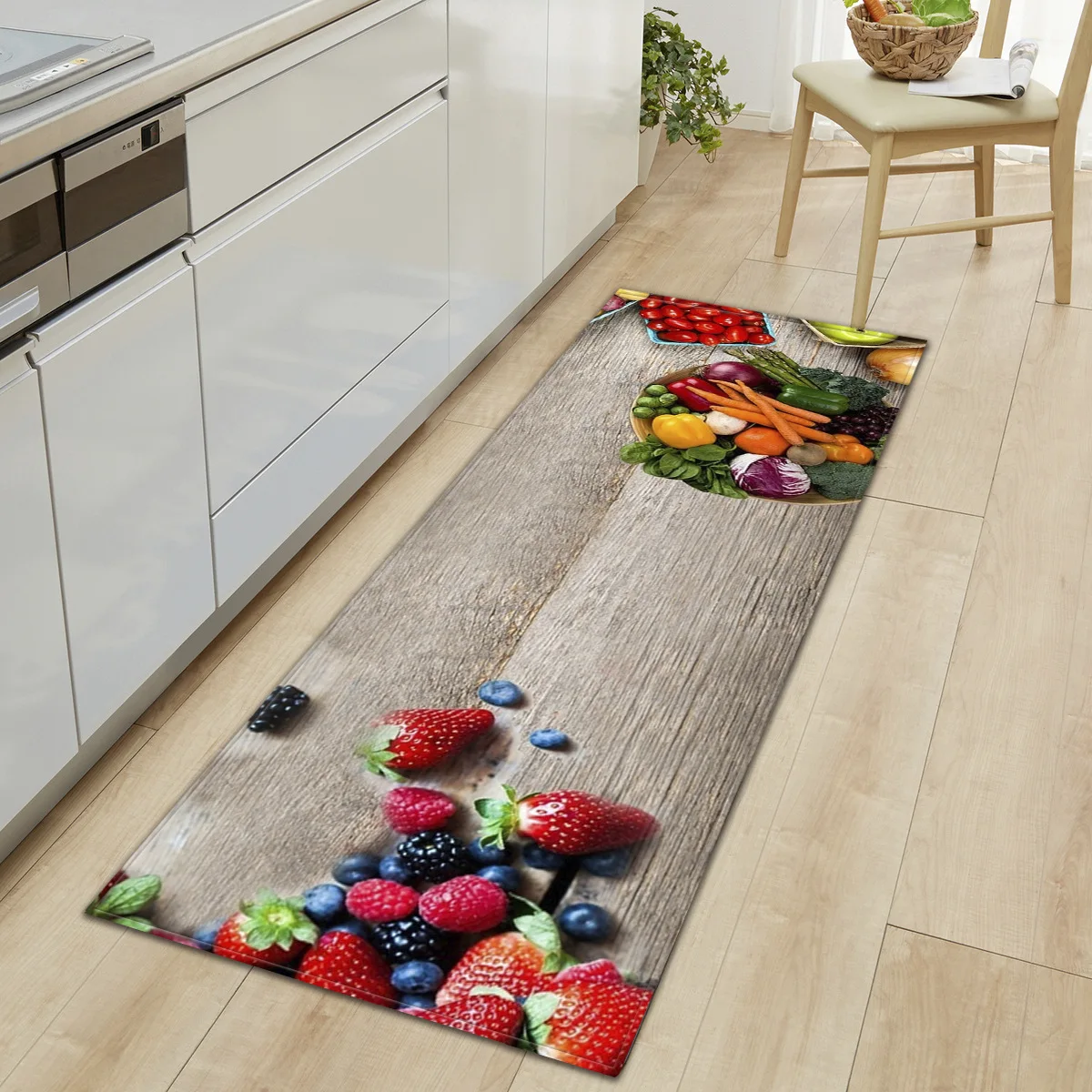 Fruits Kitchen Carpets Home Floor Mat Strawberry 3D Print Rug Door Mats Anti-Slip Welcome Indoor Doormat Carpet for Living Room