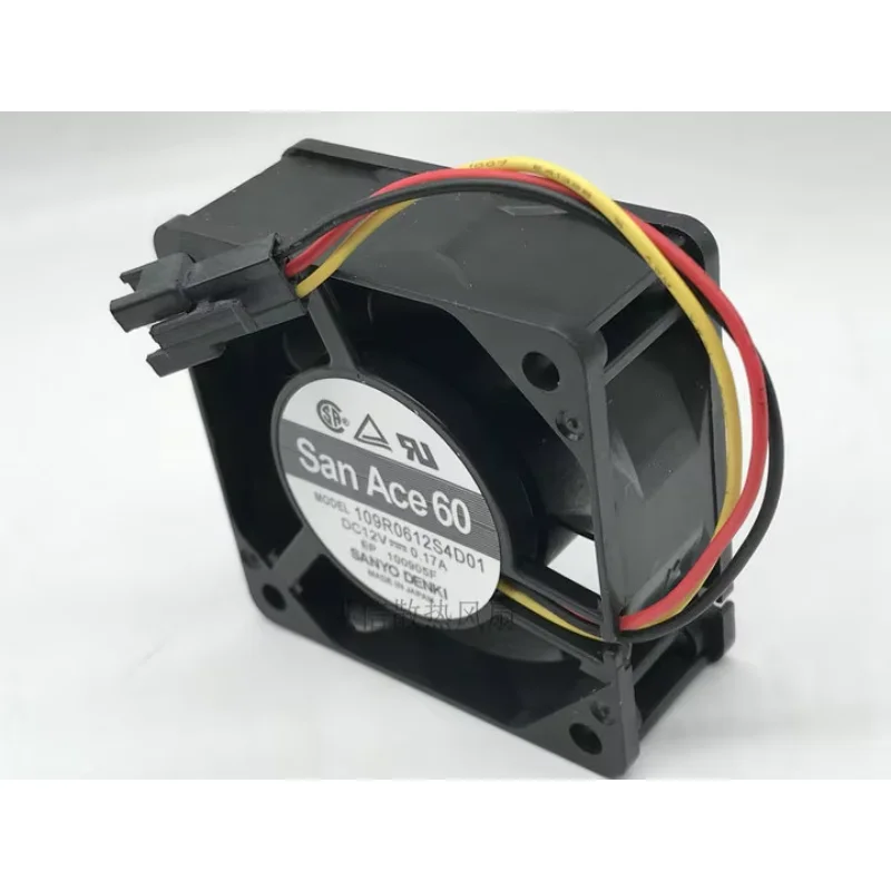 Sanyo Denki 109R0612S4D01 DC 12V 0.17A 60x60x25mm 3-Wire Server Cooling Fan