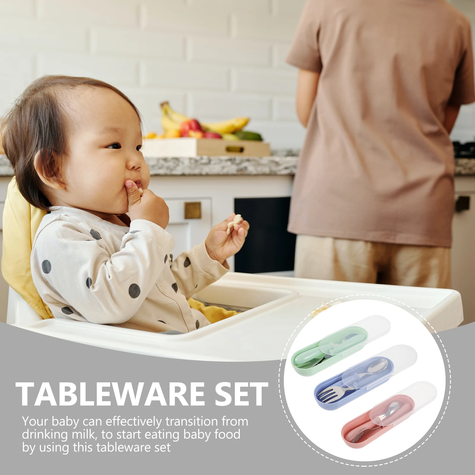 

3 комплекта, набор ложек и вилок из нержавеющей стали для малышей, набор детской посуды, легкая ручка из АБС-пластика, портативный ящик для хранения для кормления младенцев