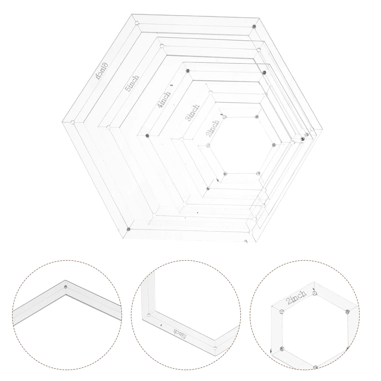 

5 Pcs Quilting Template Tool Hexagon Templates Patchwork Ruler Sewing Craft Acrylic DIY Clothes