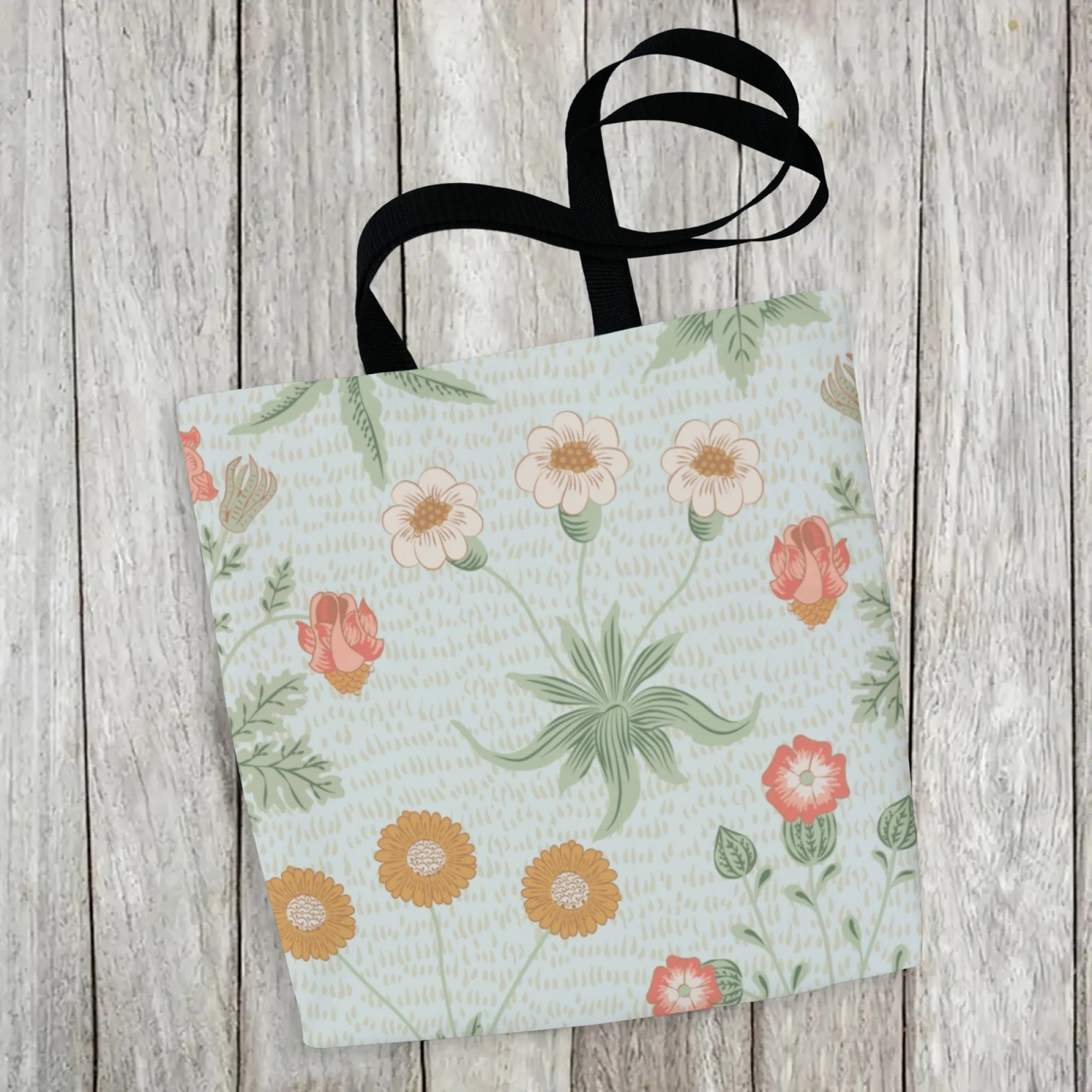 내구성 있는 빈티지 식물 캔버스 토트 여성 가방 연한 파란색 다채로운 꽃무늬 대용량 캐주얼 핸드백 여행용