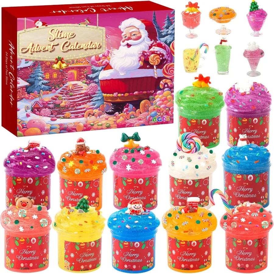 الوحل تقويم القدوم 2025 24 يوما من عيد الميلاد كاملة جامبو كريستال واضح الوحل عدة العد التنازلي التقويم لمتعة عطلة NonSt #1