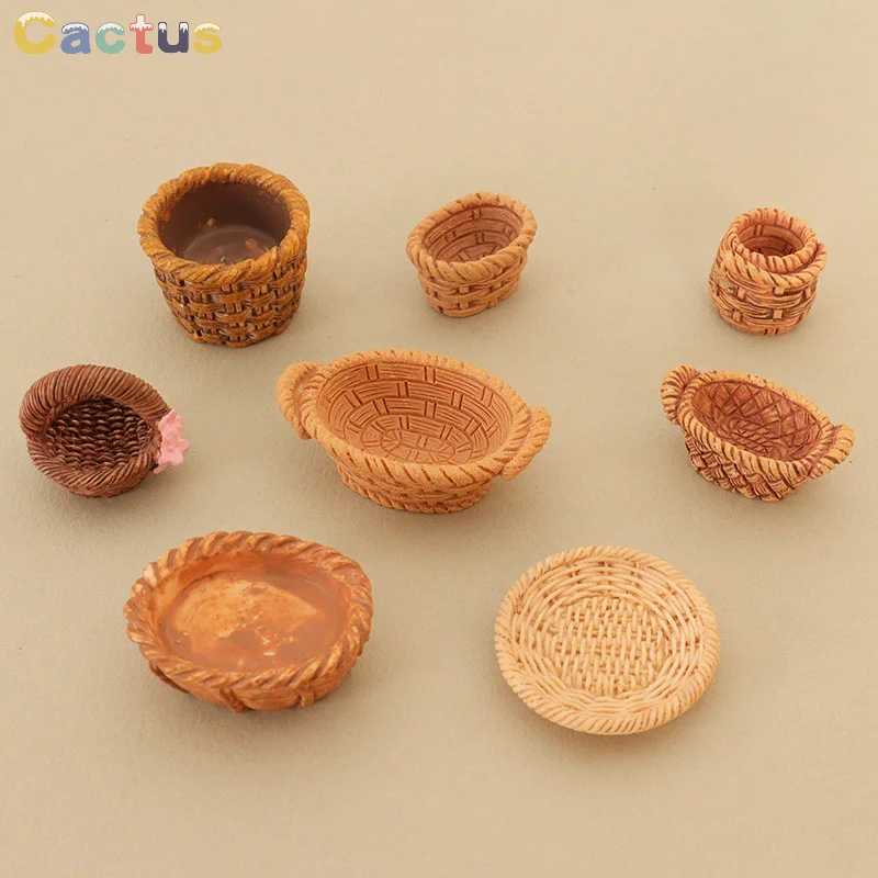 1/12 Dollhouse Simulation Vegetable Food Storage Basket Dollhouse Miniature Kitchen Decoration Dolls House Accessories