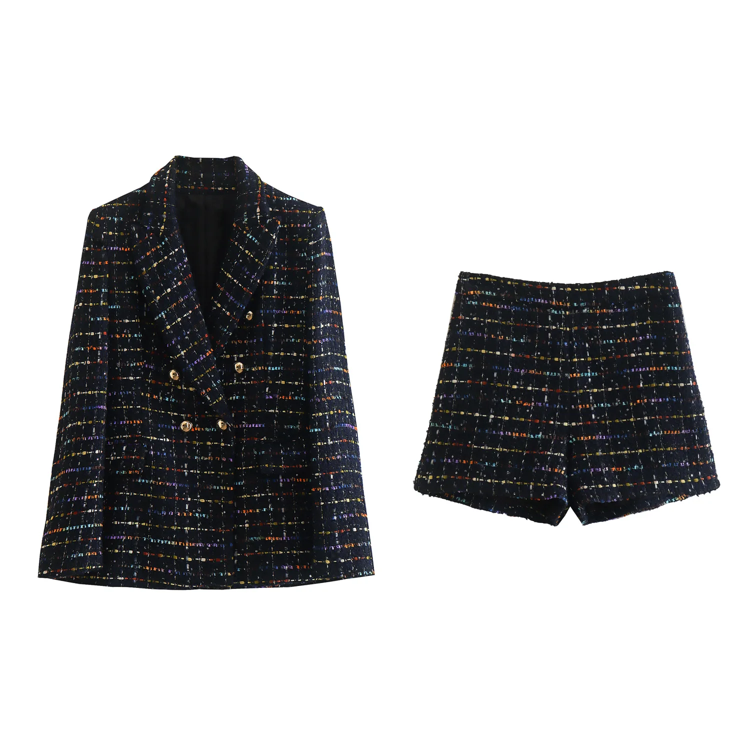 

2025 Fashion Textured Double-Breasted Blazer with Skirt Women's New Fall and Winter Suits