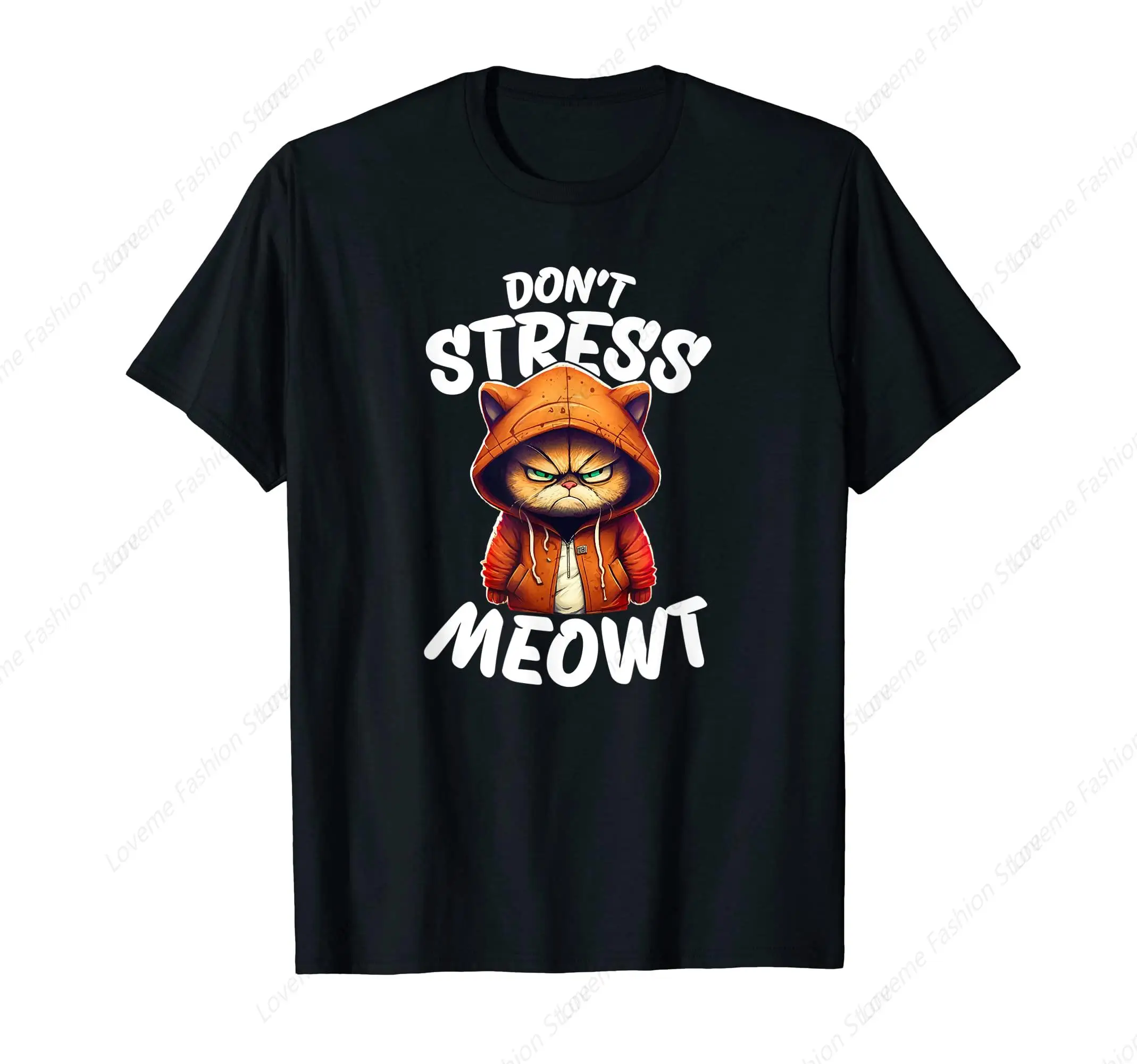 

Don't Stress Meowt T-Shirt Summer Men's T-shirt For Men's Short Sleeved Top Fashion Simple Casual Shirt Men Sports T-shirt