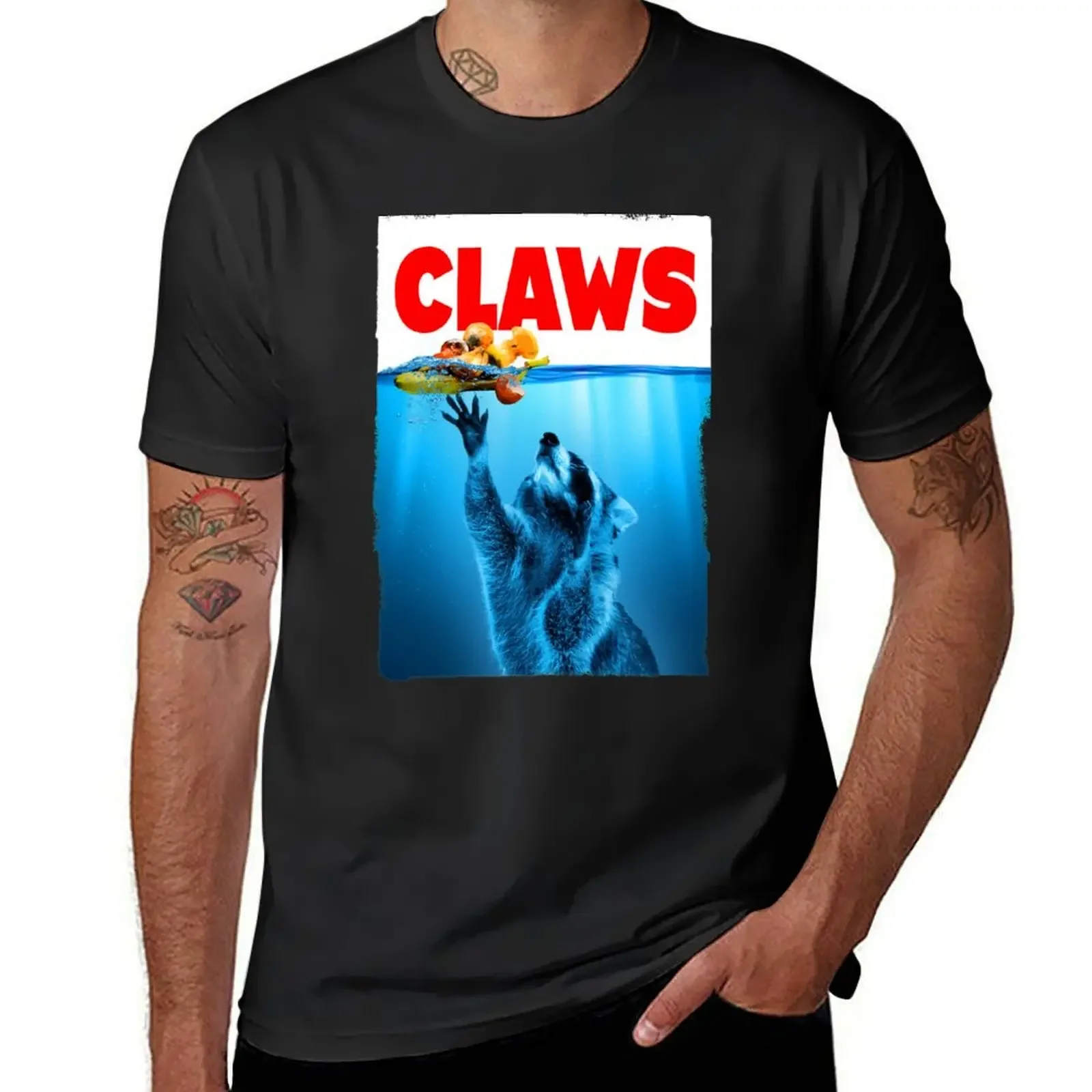 Trash Panda Raccoon Lovers Paws Claws Shark Movie Parody T-Shirt street wear mens t shirts