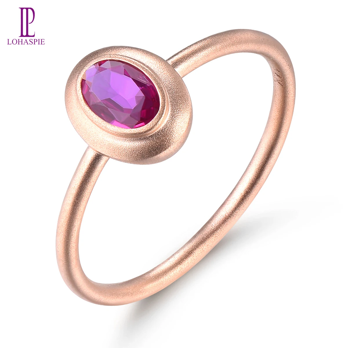 Lohaspie Natural No Heated Ruby Ring 14K Rose Gold Fine Jewelry Simple Style Rings for Double Eleven New Arrivals