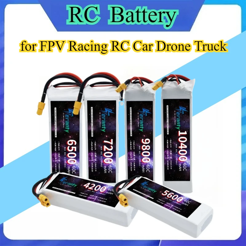 

3S 11.1V 4200-10400mAh 60C 6S 22.2V 5200mAh 60C Softcase Lipo Battery XT60 EC5 XT90 for FPV Racing RC Car Drone Truck