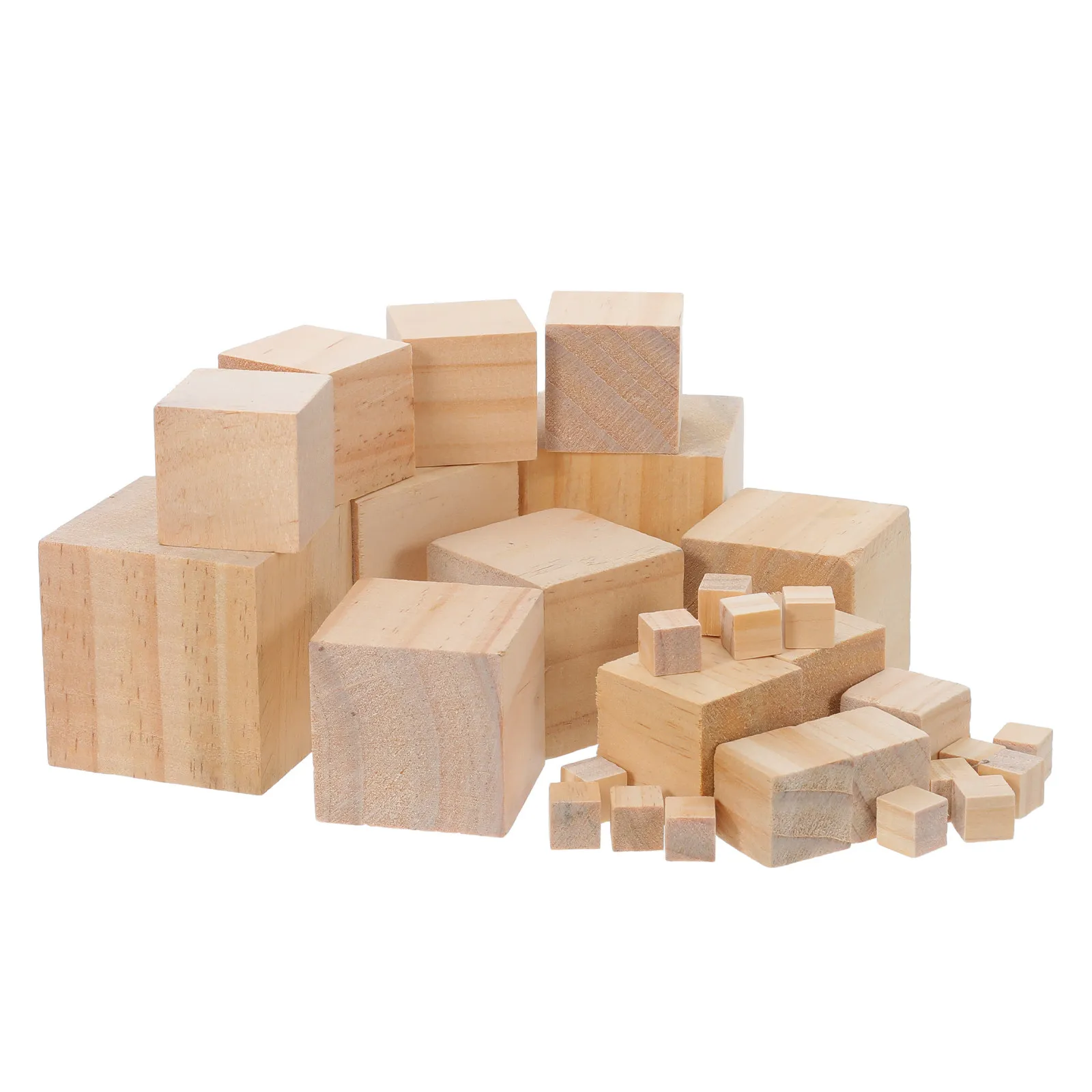 80 blocchi di legno per bambini, giocattoli da costruzione: cubi di pino naturale non finiti da 1/2/3/4/5 cm, blocchi quadrati fai da te per la scuola