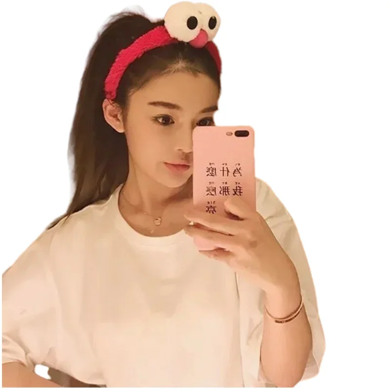 Sesame Street Cute Cartoon Headband Plush Big Eyes Selling Cute Selfie Funny Face Washing Pressed Hair Bundle Headwear Female