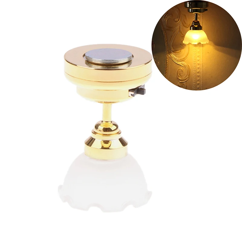 1:12 Dollhouse Miniature LED Light Ceiling Lamp Chandelier Model Furniture Accessories For Doll House Home Decor Kids Toys