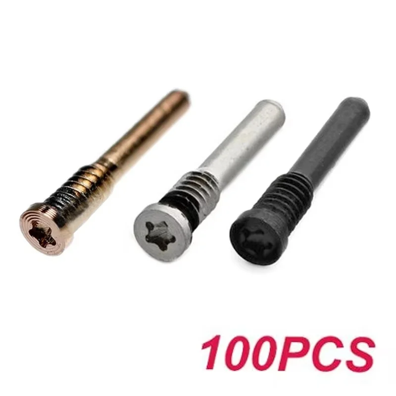 100Pcs/Set For Apple iPhone 15 14 13 12 11 X 8 Pro Max Plus Mobile Phone Bottom Screw Bolts Black Silver Phone Gold Replacement