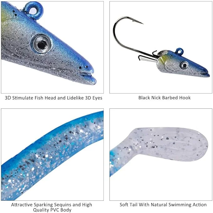 Goture 11cm 22g Lead Head Jigs Soft Fishing Lures Silicone Wobbler Bait with Hook Sinking Swimbaits for Saltwater and Freshwater