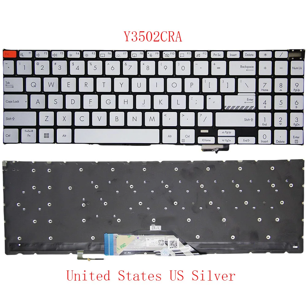 

Laptop keyboard For ASUS Vivobook S15 N3502 M3502 K3502 S3502 D3502 Y3502CRA With Backlit United States US Silver