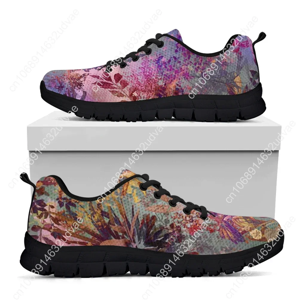 Hübsche dunkle tropische Blumen druck Damen Sport Turnschuhe atmungsaktive Schnürschuhe flache Schuhe für Frauen Komfort Zapatillas