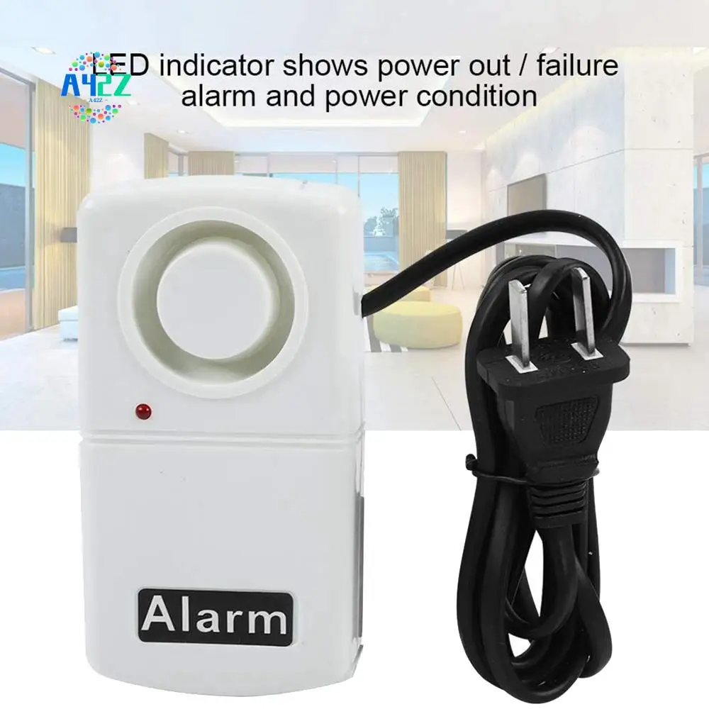 

A42Z-220V LED Indicator Smart 120Db Automatic Power Cut Failure Outage Alarm US Plug
