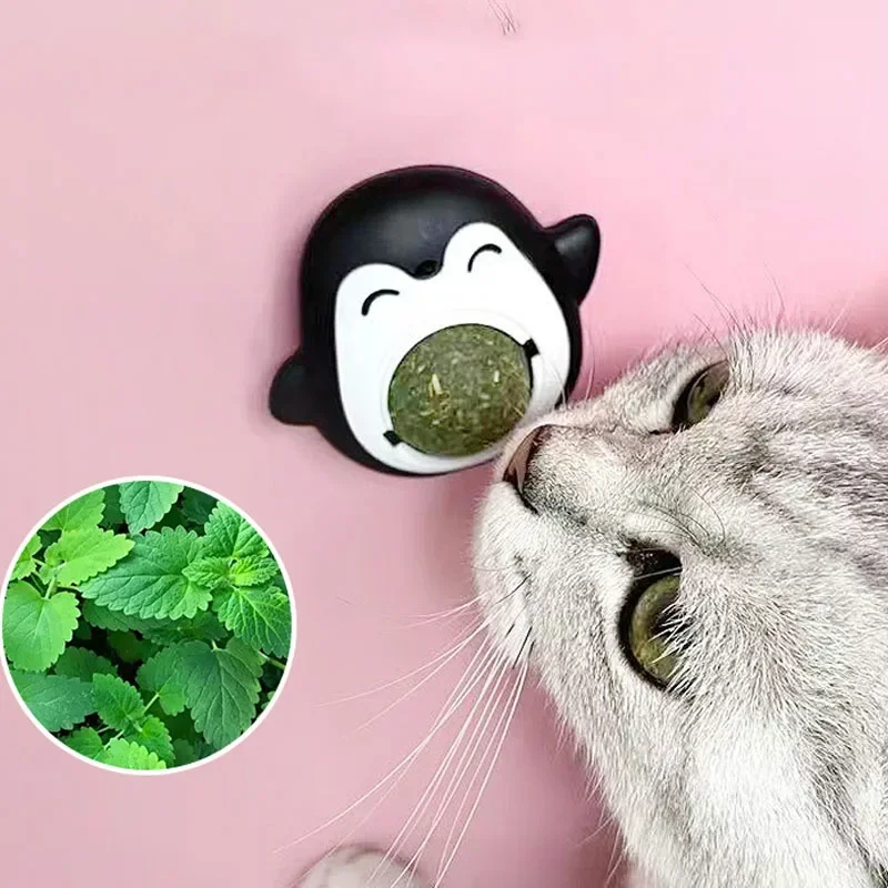 Catnip Balls Cat Mint Toy Grinding Teeth Mint Ball Edible Safety Healthy Snack Rotatable Wall Stick-on Toys for Pet Supplies