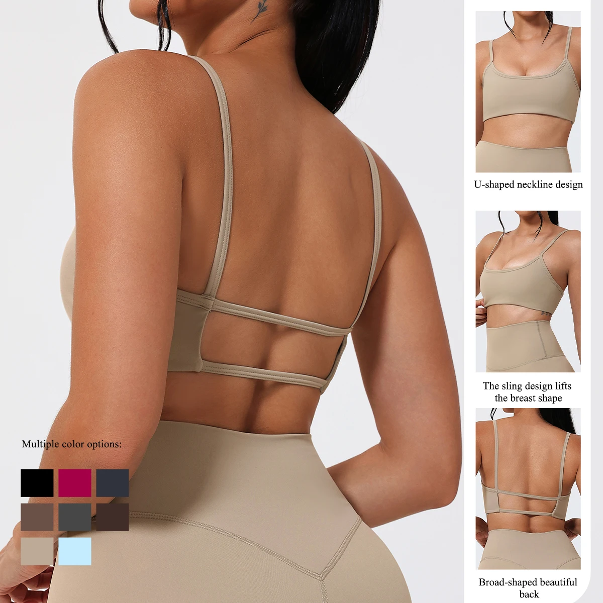 Ctenkevet Summer Backless Sports Bra for Women Sexy Supportive Fitness Yoga Top Gym Running Bra Female Comfortable Sports Top