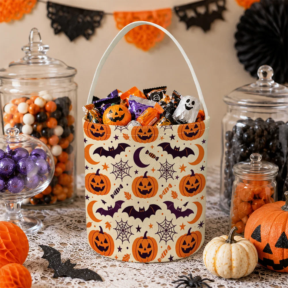 Pumpkins bats spiders Halloween Candy Goody Basket Party Bag Party Favor Candy Pail Sack Trick Or Tote Bucket Pail Bag