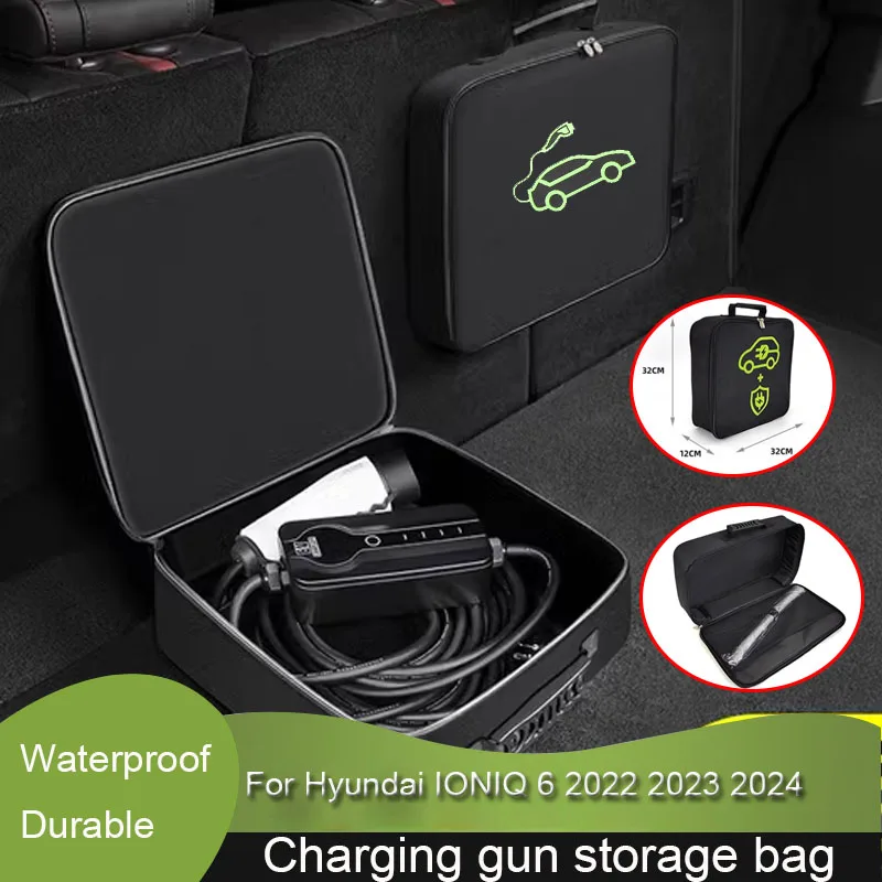 

EV Car Portable Charging Cable Storage Carry Bag Waterproof Retardant Trunk Storage Box For Hyundai IONIQ 6 2022 2023 Accessory