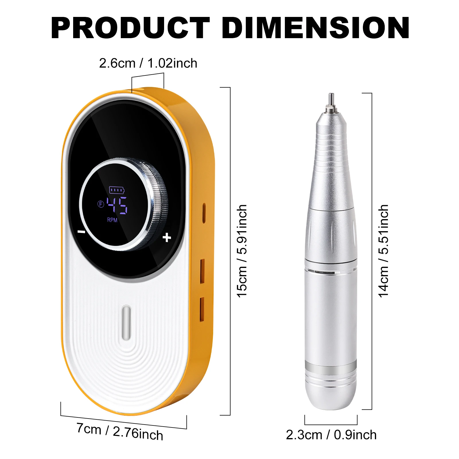 Przenośna frezarka do paznokci 45000 obr./min, akumulatorowa, do manicure, cicha, profesjonalna elektryczna frezarka do paznokci, polerka, szlifierka.