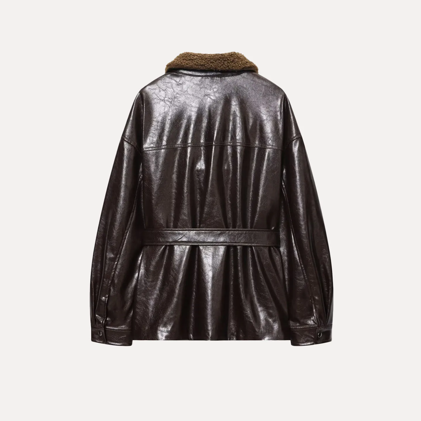 Elegante Giacca in Pelle Rivestita da Donna Autunno 2025, Nuova Collezione, Blu Personalizzato, Abbinabile a Tutto, Maniche Lunghe, Colletto Rovesciato