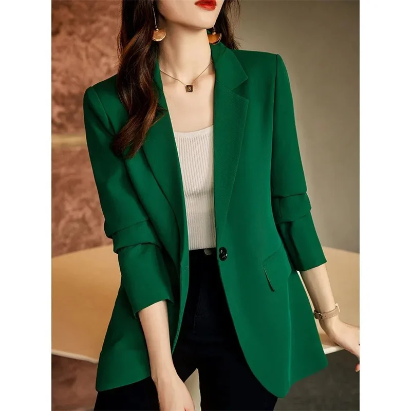 Coffee Leisure Suit Coat Women\'s Spring Design Sense Niche Long Sleeve Person High-Grade Split Suit Jacket Autumn Cardigan Femal